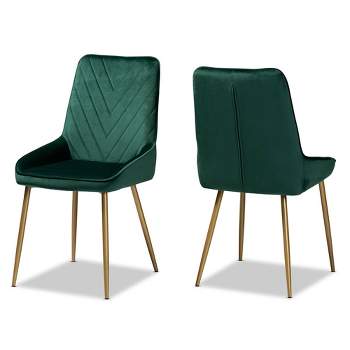 2pc Priscilla Velvet Fabric Upholstered Metal Dining Chair Set - Baxton Studio