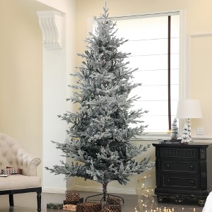 9/6 ft Nordic Pine Artificial Christmas Tree with 1939/795 Snow Flocked Tips, Foldable Metal Stand, Easy Assembly, Hinged Xmas Tree for Home Holiday - 1 of 4