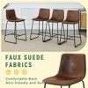 Okak Retro Suede Bar Stools Set of 2, Counter Stools with Iron Footrest, Comfy Kitchen Chair for Kitchen Island - 3 of 4