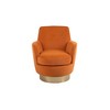 Velvet Swivel Barrel Chair, Comfy Round Accent Armchair with 360° Swivel & Gold Iron Base for Living Room & Bedroom - 2 of 4