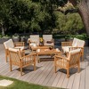 Fortune Candy Indoor/Outdoor Acacia Wood Sofa Set with Cushions, Brown Conversation Furniture - 2 of 4
