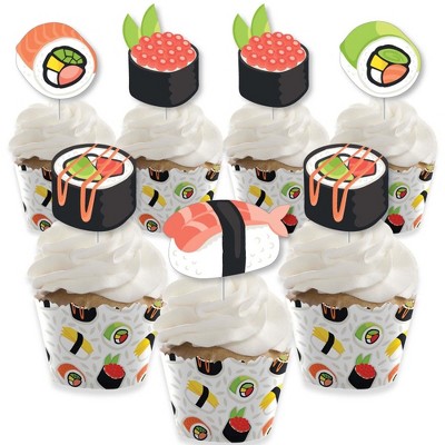 Big Dot of Happiness Let's Roll - Sushi - Cupcake Decoration - Japanese Party Cupcake Wrappers and Treat Picks Kit - Set of 24