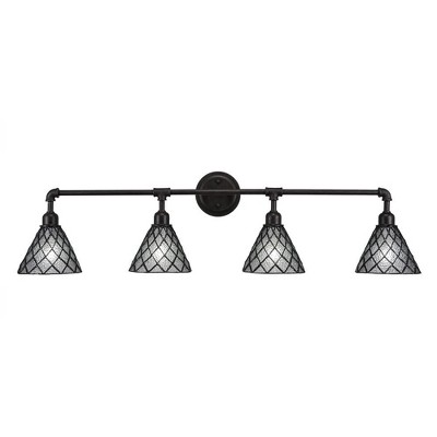 Toltec Lighting Vintage 4 - Light Vanity in  Dark Granite with 7" Diamond Ice Art Glass Shade