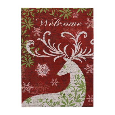 Christmas Deer Silhouette Garden Suede Flag