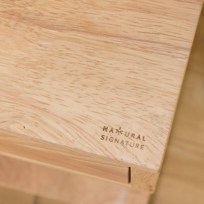 Natural Wood 1-Drawer C-Shaped End Table