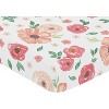 Sweet Jojo Designs Girl Baby Fitted Crib Sheet Watercolor Floral  Peach and Green - 3 of 4