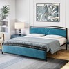 Platform Bed Frame - Velvet Foam Headboard - 4 of 4
