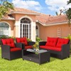 Costway 8 PCS Patio Rattan Furniture Set Glass Table Shelf Sofa Cushion Black/Red/Turquoise/Navy/Gray - 2 of 4