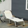Outsunny Foldable Outdoor Chaise Lounge Chair, 5-Level Reclining Camping Tanning Chair with Aluminum Frame, Padding, and Headrest - 3 of 4