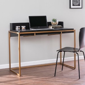 MDF Modern Writing Desk with Flip-Top Compartments and Hidden Storage - 1 of 4