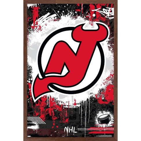 NHL New Jersey Devils - Drip Skate 21 Wall Poster, 22.375 x 34, Framed 