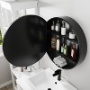 Wooakway 24 Inch Round Wall Mirror Black Metal Framed Circular Mirror for Bathroom Vanity, Living Room, Bedroom Decor - 4 of 4