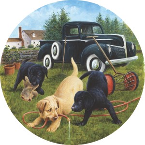 Sunsout Garden Helpers 500 pc Round  Jigsaw Puzzle 73436 - 1 of 4
