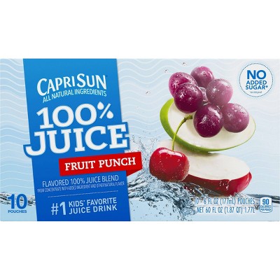 Capri Sun 100% Fruit Punch Juice - 10pk/6 fl oz Pouches