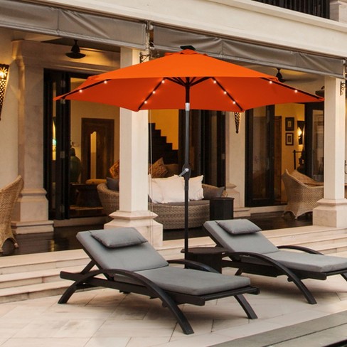 Costway 9' Solar Led Lighted Patio Market Umbrella Tilt Adjustment Crank  Lift Orange : Target