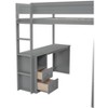 Okak Full Size Multifunction Bunk Bed with Wardrobes Loft Bed with 2-Drawer Desk with Cabinet Solid Wood for Kids Teens, Easy Assemble, Gray - 4 of 4