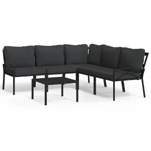 vidaXL Garden Lounge Set Black and Grey - 1 of 4