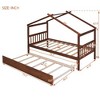 CAVINAS Twin Size Bed Frame, Wooden House Bed with Pull-Out Trundle, House-Shaped Bed for Kids, Teens, Girls, Boys - 4 of 4