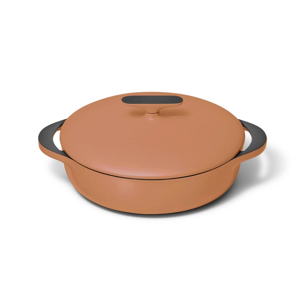 Caraway Home Enameled Cast Iron Braiser with Lid Rust: 3.5 Qt, Hand Wash, Electric & Gas Compatible