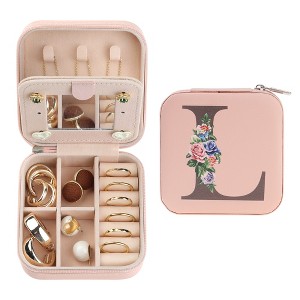 Unique Bargains Portable Mini PU Leather Storage Display Holder Jewelry Box with Mirror for Women - 1 of 4