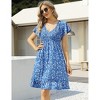 Coolmee Women Summer Midi Dress Maternity Floral Boho Wrap Short Sleeve V Neck Ruffle A-Line Flowy Sundress - 3 of 4
