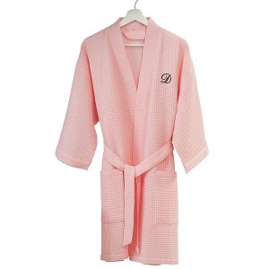 Personalization Mall Embroidered Waffle Weave Robe - Blush - 1 of 4