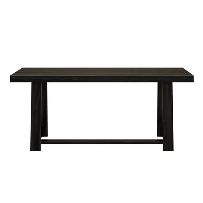 Black Wirebrush Solid Wood Farmhouse Dining Table for Six