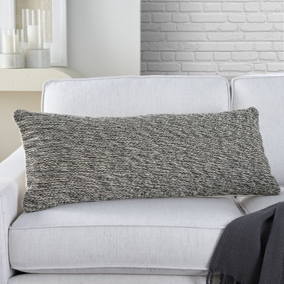 Black Cotton Rectangular Throw Pillow with Polyester Insert