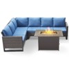 POCASSY All Weather Brown Wicker Outdoor Sectional Sofa with Fire Pit Table, 4PCS Patio Furniture Set with 41" Propane Firepit Table for Outside - 3 of 4