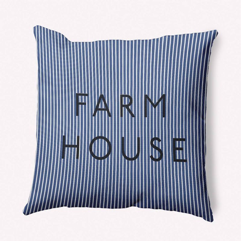 16"x16" 'Farm House' Ticking Square Throw Pillow - e by design, 1 of 6