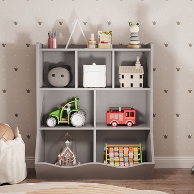 Kids Toy Storage Bookshelf Organizer - Toy Shelf & Bookcase Furniture for Nursery, Playroom, Toddlers