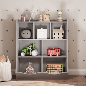 Kids Toy Storage Bookshelf Organizer - Toy Shelf & Bookcase Furniture for Nursery, Playroom, Toddlers - 1 of 4
