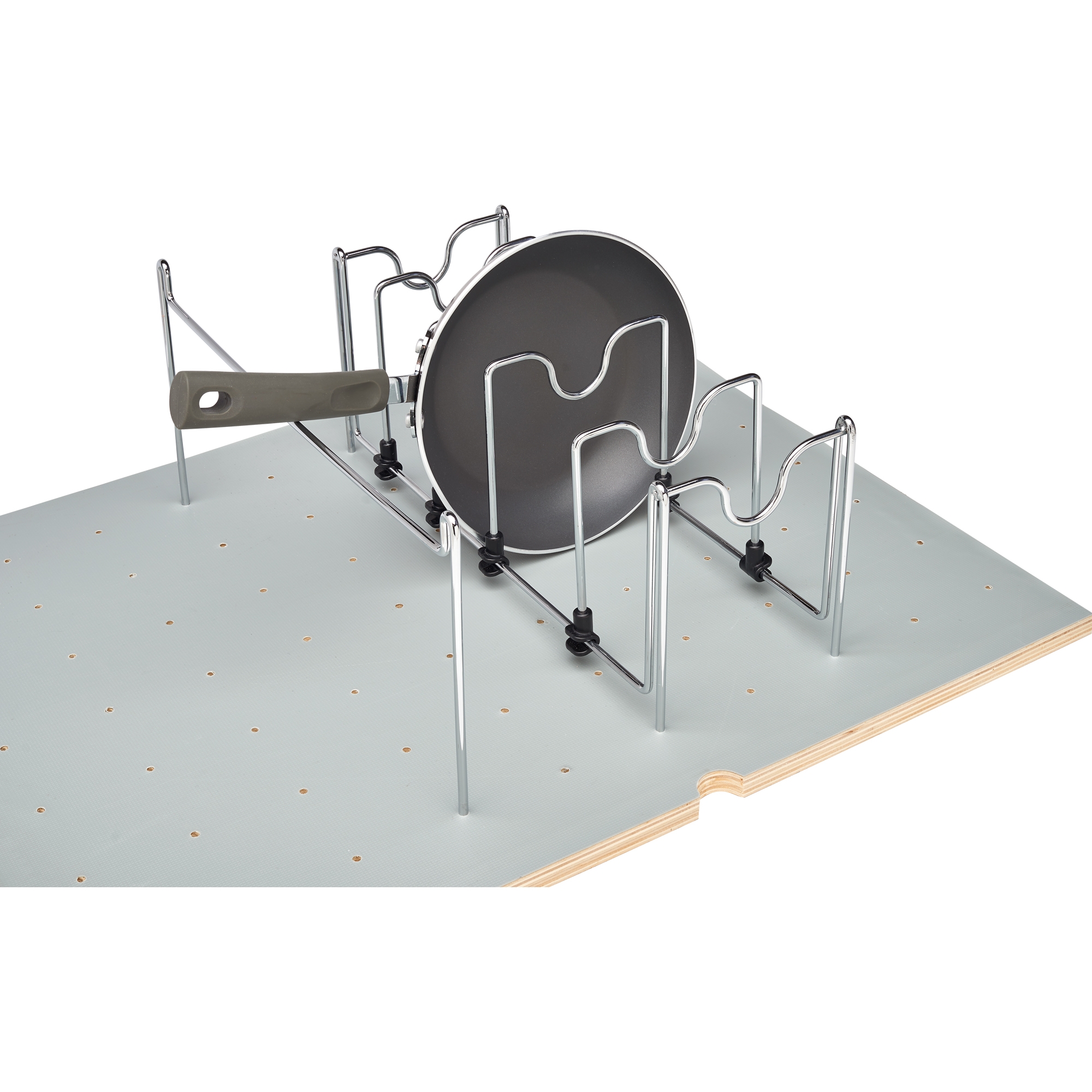 Rev-A-Shelf Drop-In Pot and Pan Drawer Organizer Storage Rack for 4DPS & 4DPG Model Peg Boards, Adjustable Divider for Cookware, Chrome, 5DCD-1-CR