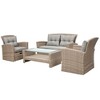 4-Piece Outdoor Patio Furniture Set, PE Rattan Wicker Conversation Set with Loveseat, Chairs & Glass-Top Coffee Table - ModernLuxe - 4 of 4