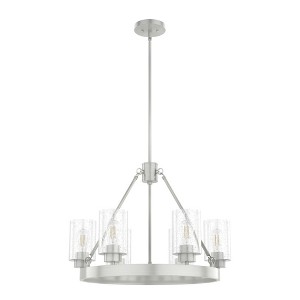 Hunter Fans 24" Hartland Ceiling Light Brushed Nickel 6-Bulb Chandelier with Seeded Glass Shades - 1 of 1