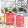 Okak 1/2PS Outdoor Side Table with Openwork Pattern, Modern Round End Table with Powder-Coated Iron Frame, Small Outdoor Table - 2 of 4