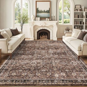 Vintage Large Area Rug for Living Room Bedroom Distressed Rug Non-Slip Low Pile Machine Washable Rug - 1 of 4