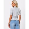 Allegra K Women's Summer Floral Print Ruffle Neck Short Sleeve Peplum Top - 4 of 4
