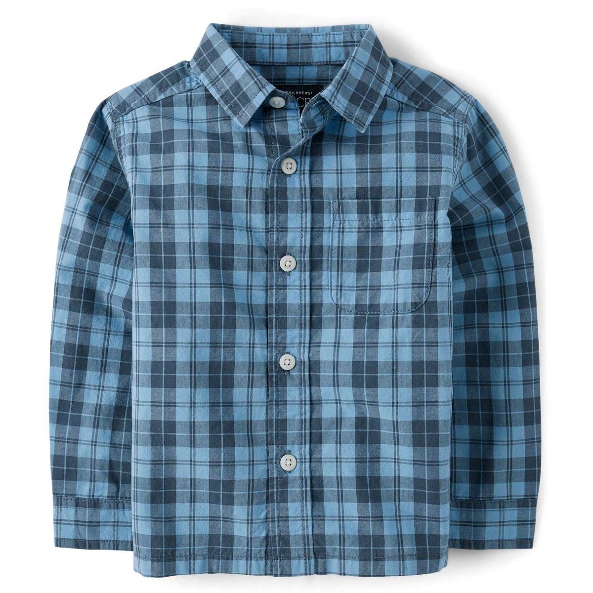 The Children's Place Toddler Boys Long Sleeve Plaid Poplin Button Up Shirt