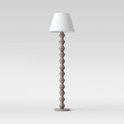 Faux Wood Geo Floor Lamp Brown (Includes LED Light Bulb) - Threshold™