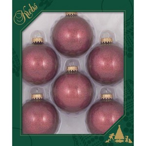 Christmas By Krebs - 67mm / 2.625" Designer Glass Baubles [8 Pieces] - Cranberry Merlot Red Sparkle - 1 of 3