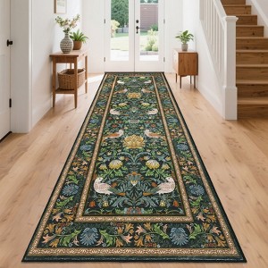Nasitip Traditional Songbirds & Blossoms Area Rug for Living Room Bedroom， Washable Low-Pile Rug with Non-Slip Backing - 1 of 4