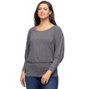 24seven Comfort Apparel Round Neck Long Blouson Sleeve Banded Bottom Top - 2 of 4