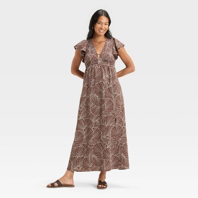 Women's Flutter Short Sleeve Maxi A-Line Dress - A New Day™