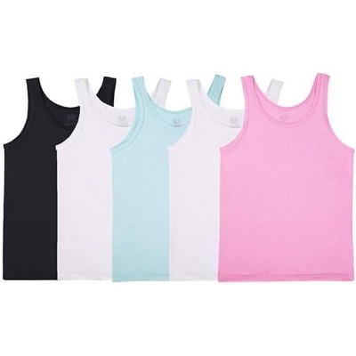 Fruit Of The Loom 5 Pack Girls Eversoft Tank Top Undershirts Super Comfy Assorted Colors - Small