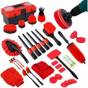 35Pcs Car Detailing Kit, Car Cleaning Kit with Windshield Cleaning Tool and Tool Box, Interior & Exterior Auto Care Supplies and Brushes - 1 of 2