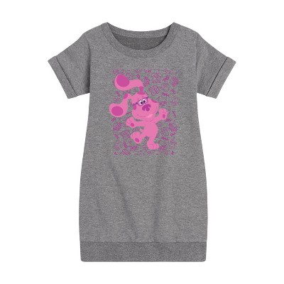 - Blue's Clues & You! - Magenta Excited Graphic Short Sleeve Fleece Dress