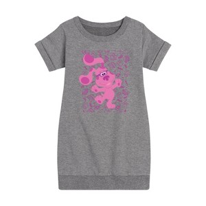 Girls' - Blue's Clues & You! - Magenta Excited Graphic Short Sleeve Fleece Dress - 1 of 3