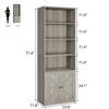 Bookcase with Doors Industrial Bookshelf 11.8in Depth Display Storage Shelves 71.4in Tall Farmhouse Bookcases - 2 of 4