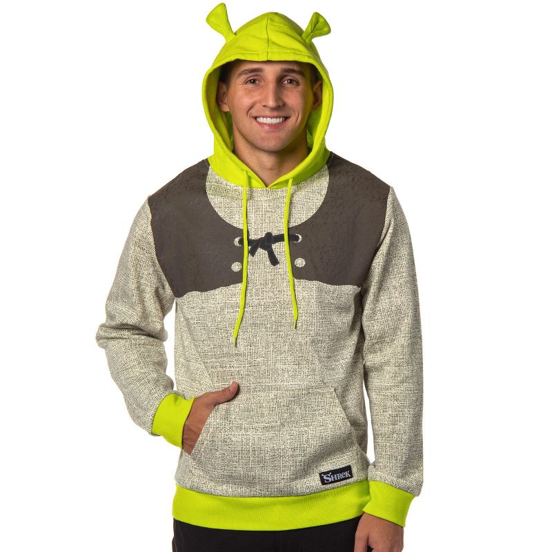 Shrek Costume Pullover Hoodie Sweatshirt With 3D Trumpet Ears On Hood, 1 of 6
